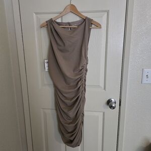 Tan Ruched Dress